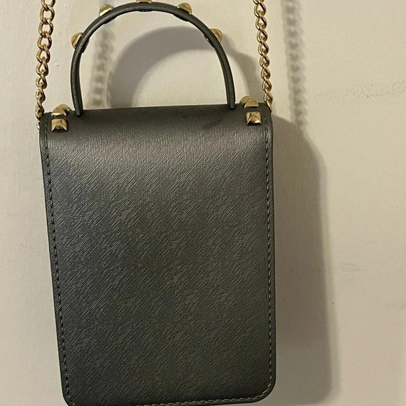 Grey crossbody with gold studs gives a sassy stylish look for a night out - Picture 6 of 11